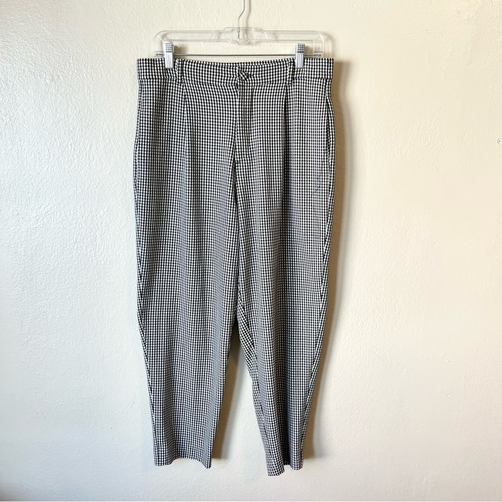 Zara White Black Houndstooth Print Plaid Pant Trousers‎ size L